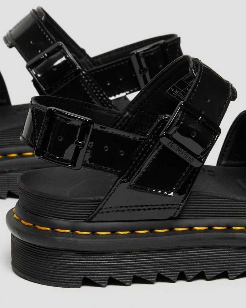 Dr Martens Voss Patent Lær Reima Sandals Platåsandaler Dame Svarte | TXQHZ6283