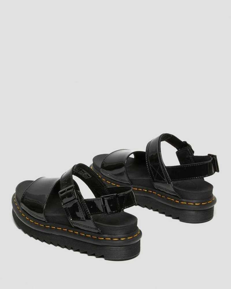 Dr Martens Voss Patent Lær Reima Sandals Platåsandaler Dame Svarte | TXQHZ6283