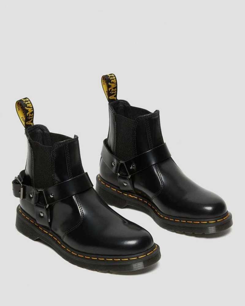 Dr Martens Wincox Smooth Lær Spenne Boots Chelsea Støvler Dame Svarte | RJIMV5410