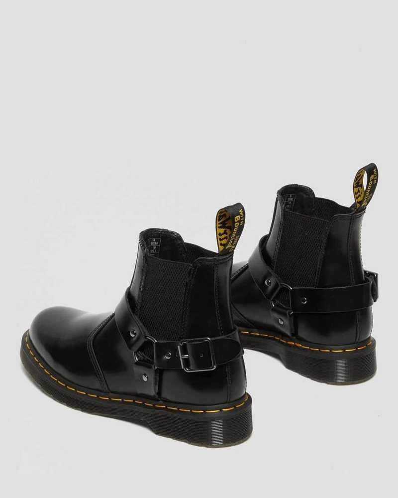 Dr Martens Wincox Smooth Lær Spenne Boots Chelsea Støvler Dame Svarte | RJIMV5410