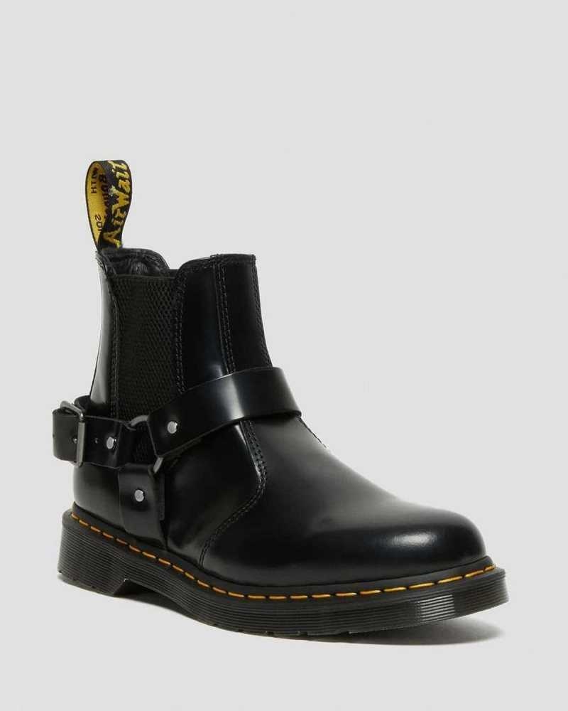 Dr Martens Wincox Smooth Lær Spenne Boots Chelsea Støvler Dame Svarte | RJIMV5410