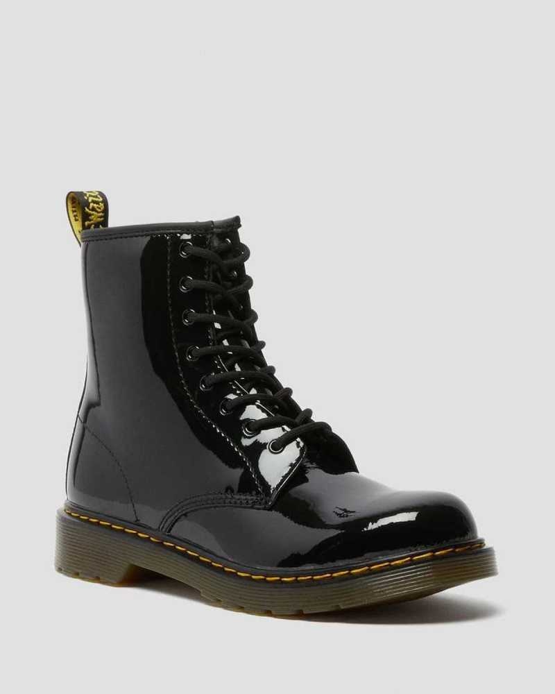 Dr Martens Youth 1460 Patent Lær Blonder Up Boots Støvler Barn Svarte | NFUAP5731