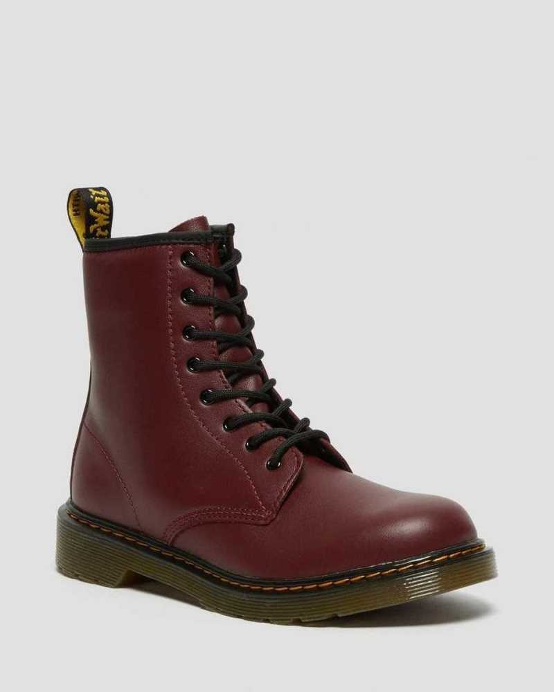 Dr Martens Youth 1460 Softy T Lær Blonder Up Boots Støvler Barn Rosa Rød | TYIOX3025