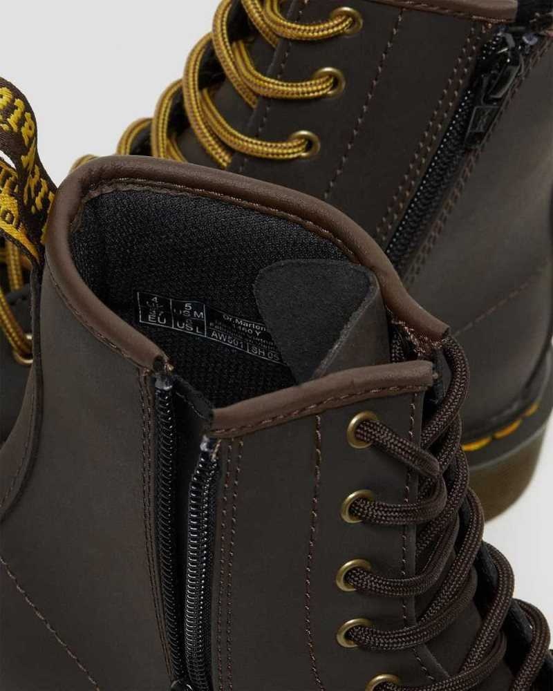 Dr Martens Youth 1460 Wildhorse Lær Blonder Up Boots Støvler Barn Mørke Brune | NUZCW2470