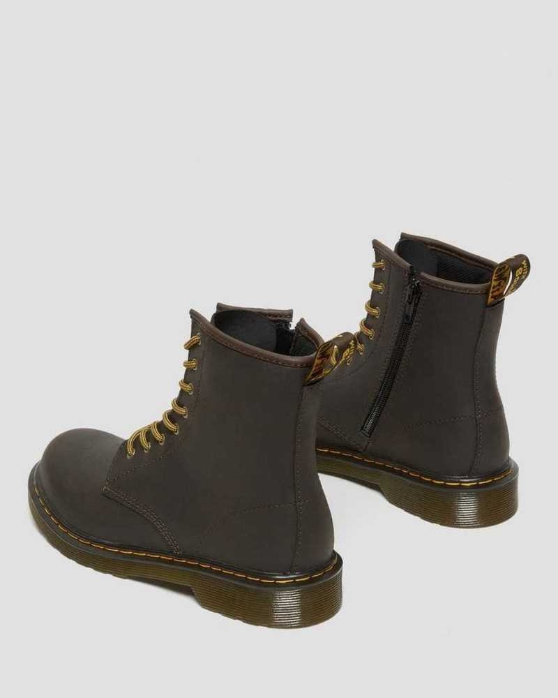 Dr Martens Youth 1460 Wildhorse Lær Blonder Up Boots Støvler Barn Mørke Brune | NUZCW2470