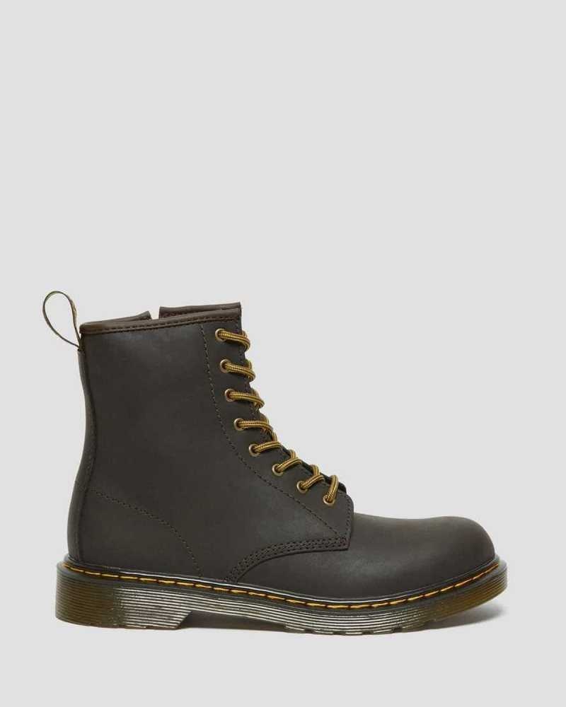 Dr Martens Youth 1460 Wildhorse Lær Blonder Up Boots Støvler Barn Mørke Brune | NUZCW2470