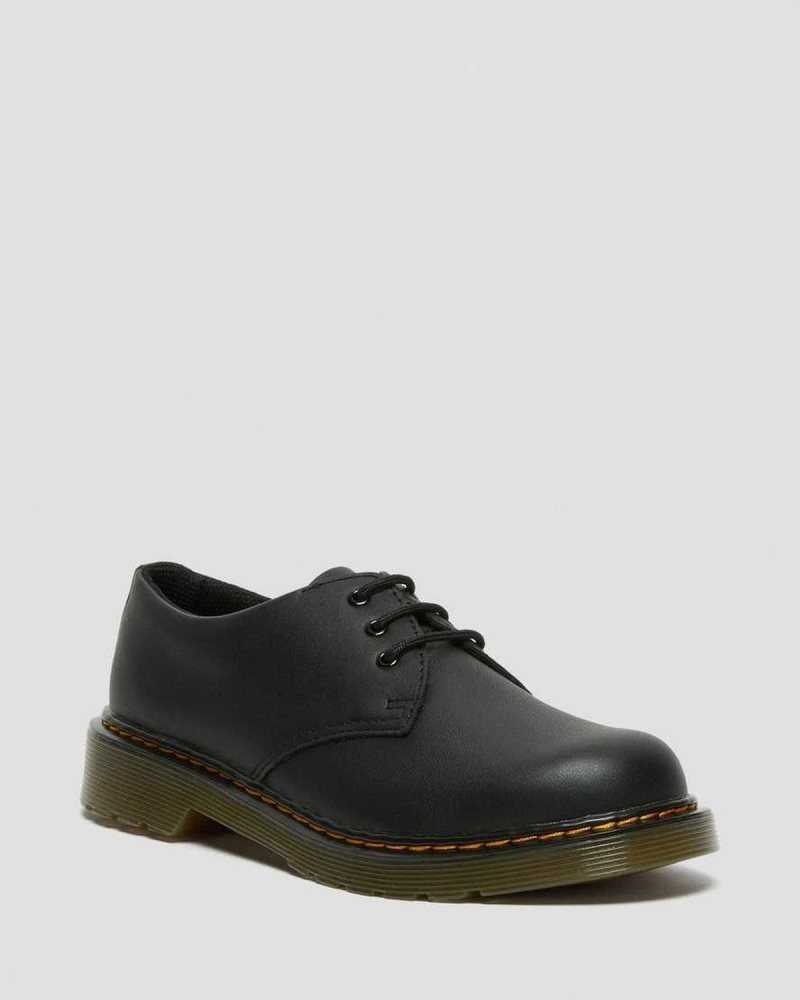 Dr Martens Youth 1461 Softy T Lær Shoes Sko Barn Svarte | NOASU5947